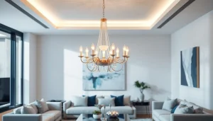 Illuminate your space by shopping ModernLighting with this stunning chandelier in a contemporary setting.
