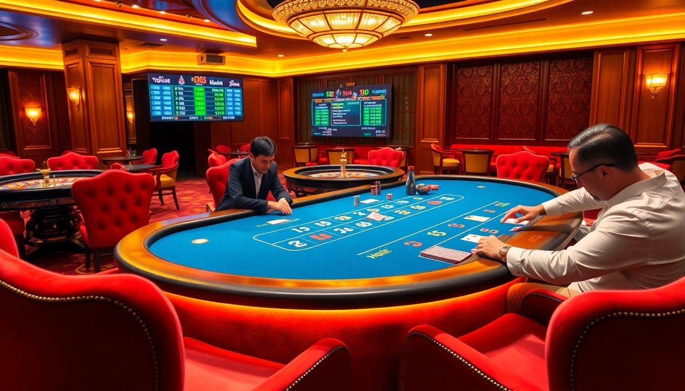 Aksi di meja bakarat yang menampilkan pemain togel sumo merencanakan taruhan mereka.
