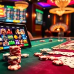 Engage with idnslot at a vibrant casino table featuring poker chips, cards, and a dynamic slot machine interface.